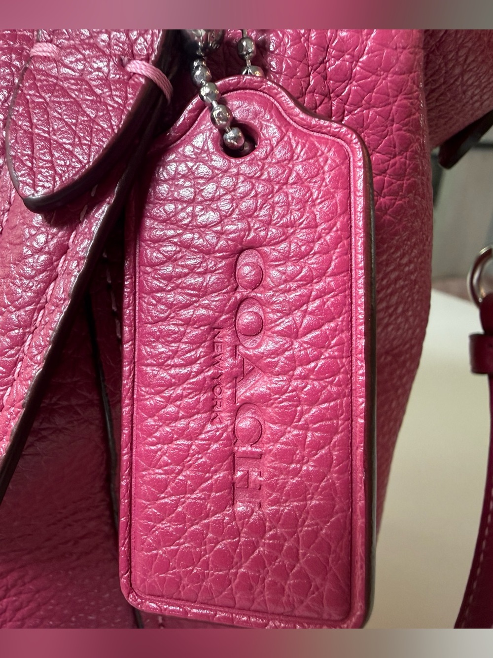 Coach Pebbled Leather Kacey Satchel in Raspberry - Picture 3 of 13
